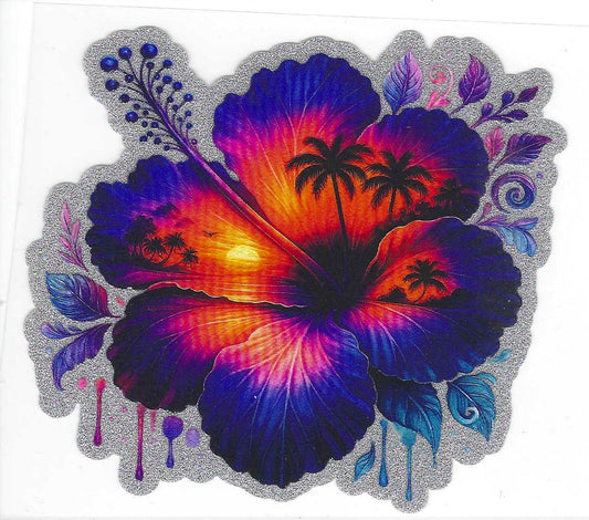 Hibiscus Flower Glitter Decal