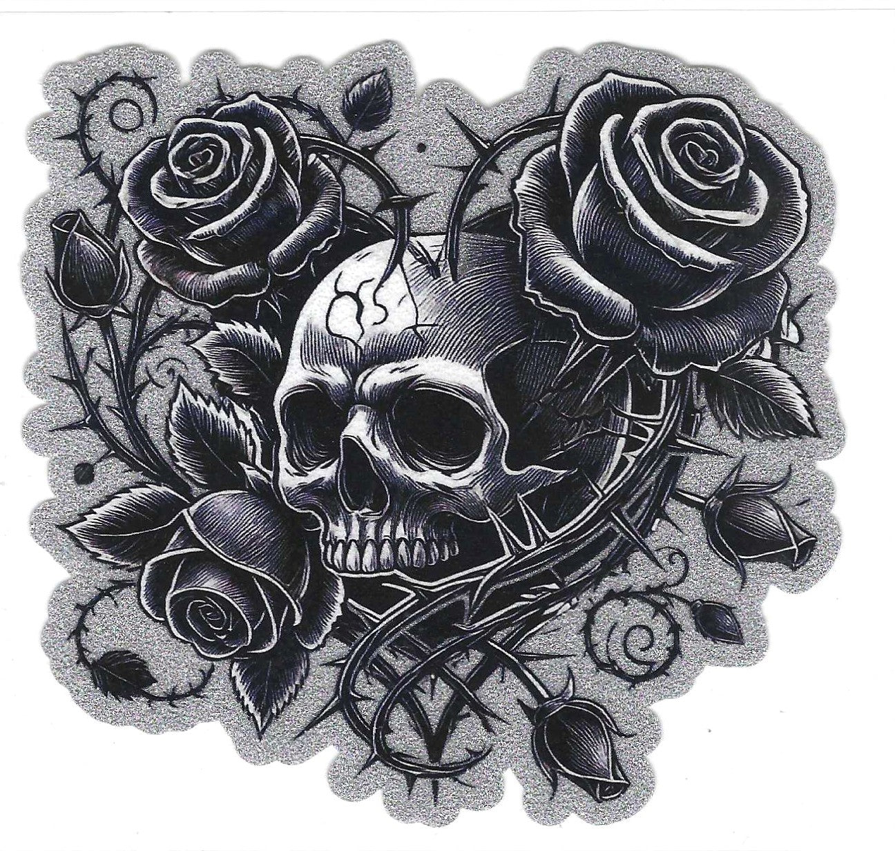 Skull & Roses Glitter Decal