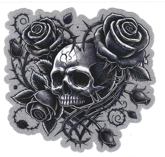 Skull & Roses Glitter Decal