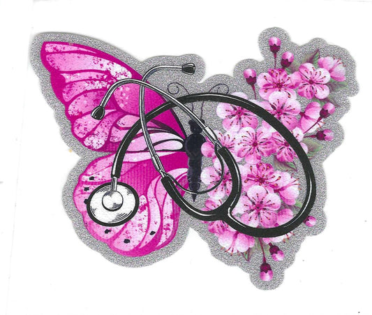 Butterfly Nurse Glitter Decal