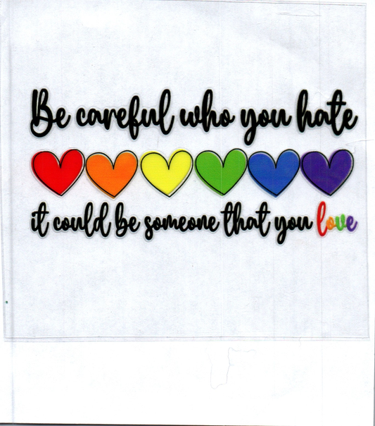 Be careful who you hate Pride Decal