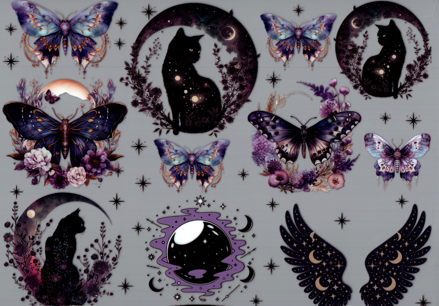 Purple Celestial Cat & Moon Element