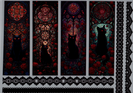 Stained Glass Black Cat Element