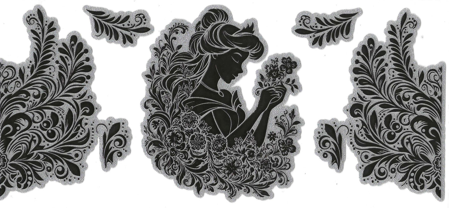 Black Silhouette Belle 16oz Glitter