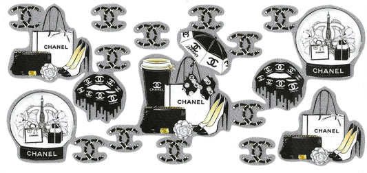 Black & White Designer C 16oz Glitter