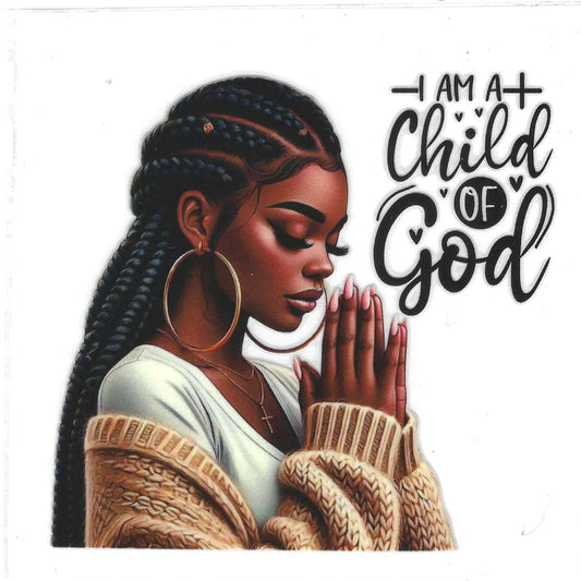 Braided Hair I am Child of God Decal