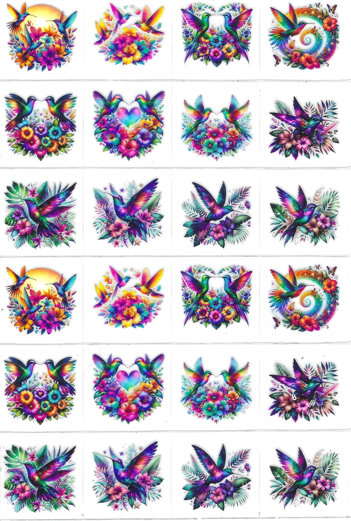 Vibrant Hummingbirds Kiss Cut