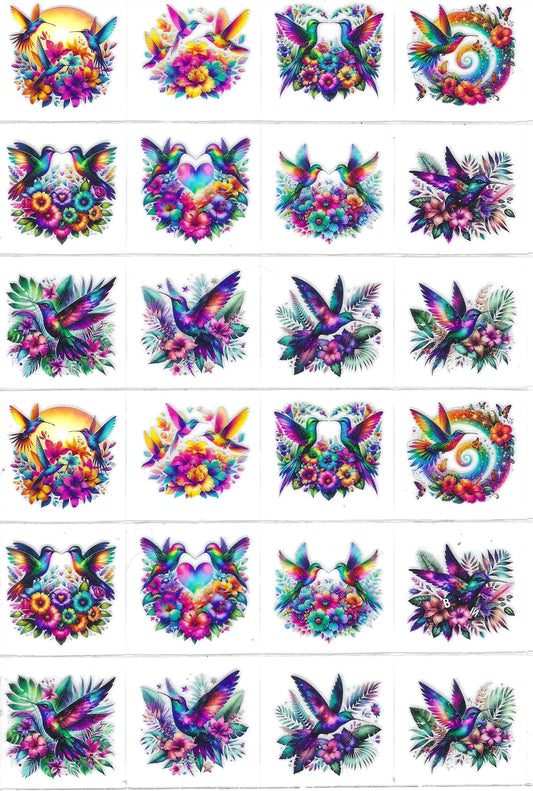 Vibrant Hummingbirds Kiss Cut