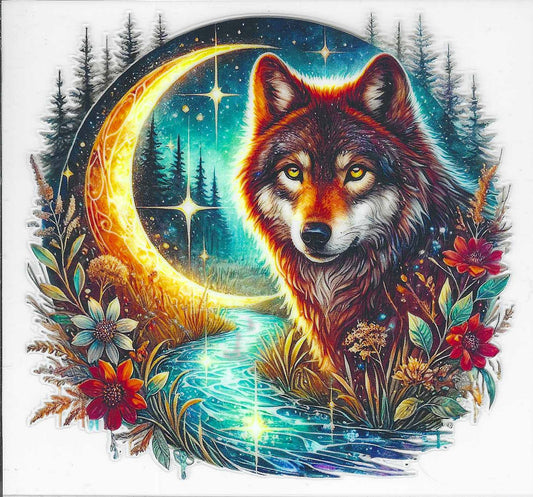 Brown Wolf w/Moon Decal
