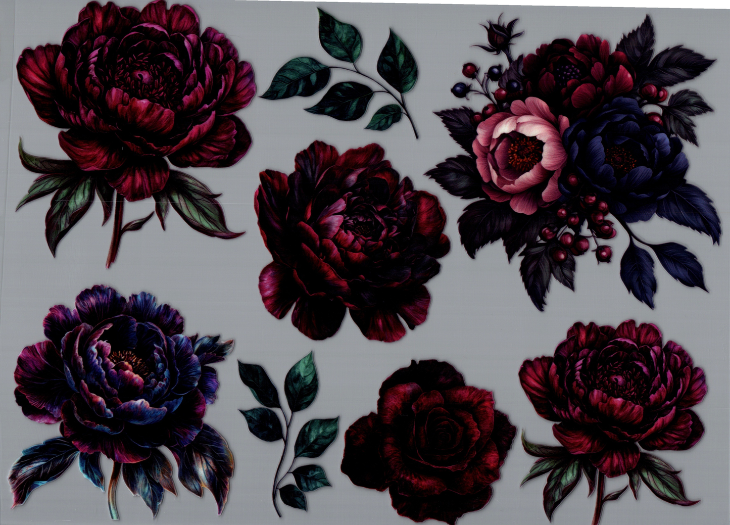 Burgandy Flowers Element