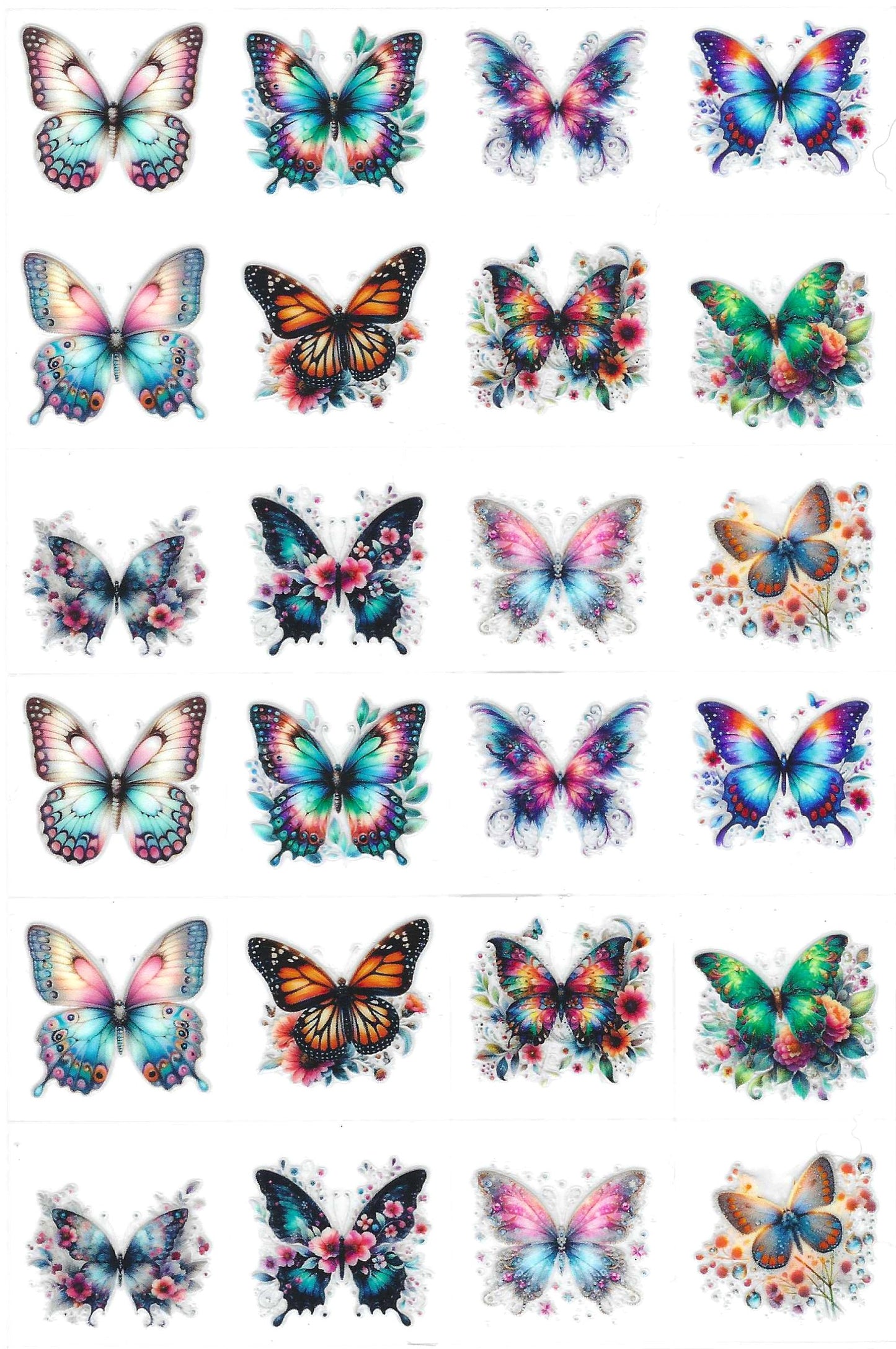 Butterfly w/Flowers 3 Kiss Cut