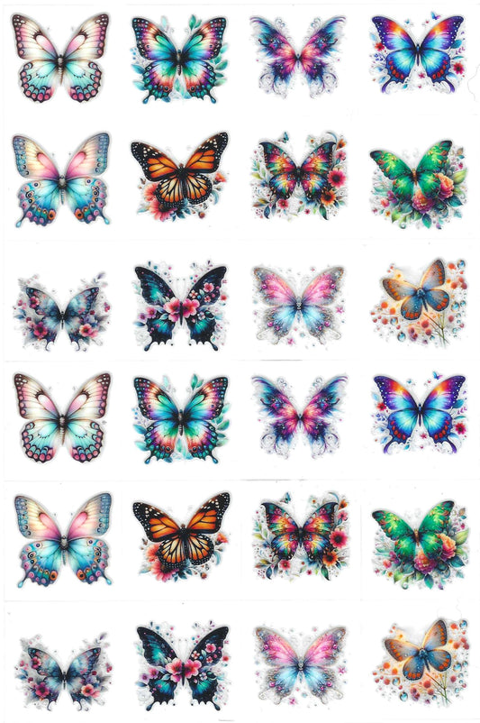 Butterfly w/Flowers 3 Kiss Cut
