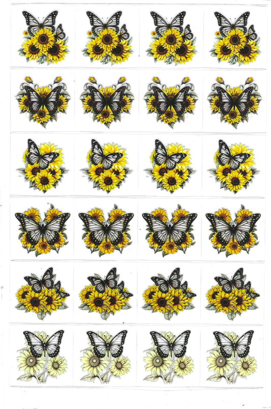 Butterflies w/ Sunflowers Kiss Cut