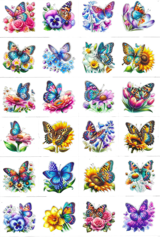 Butterfly w/Flowers 1 Kiss Cut