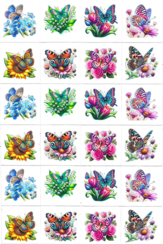 Butterfly w/ Flowers 2 Kiss Cut