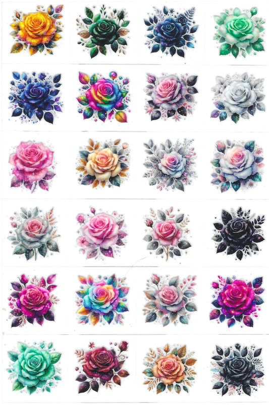 Colorful Roses Kiss Cut