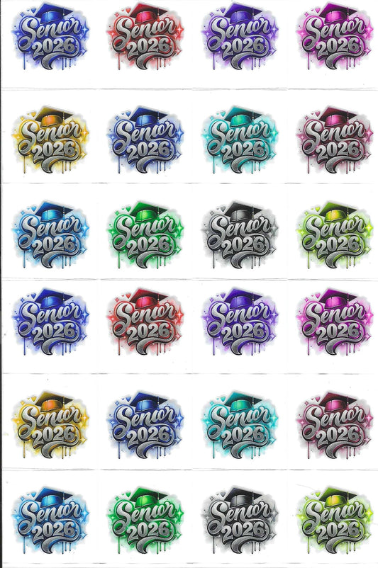 Colorful Senior 2026 Kiss Cut
