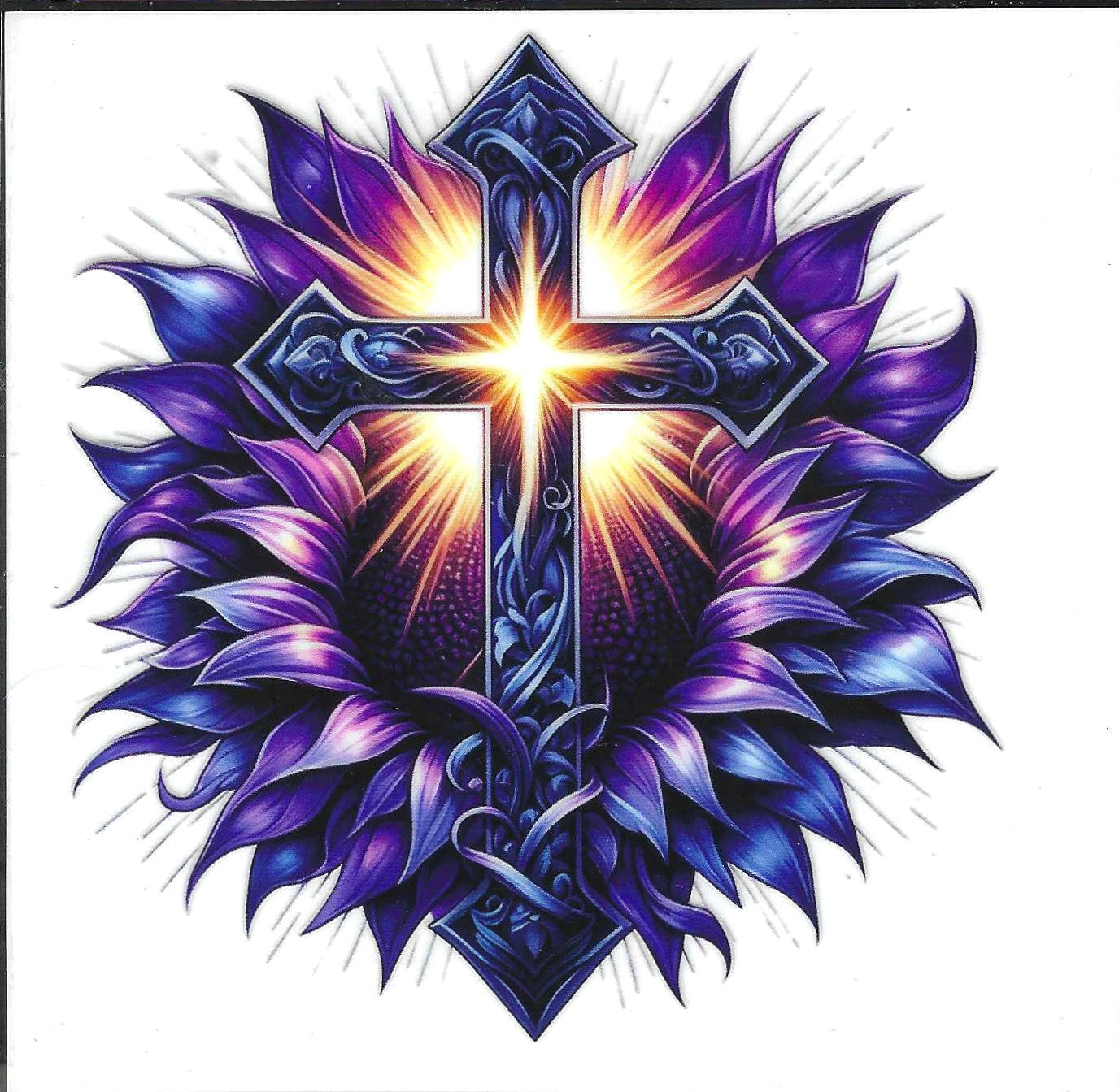 Cross w/Purple Flower Decal