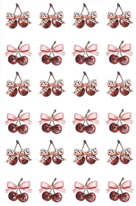 Designer Cherries w/bows Kiss Cut