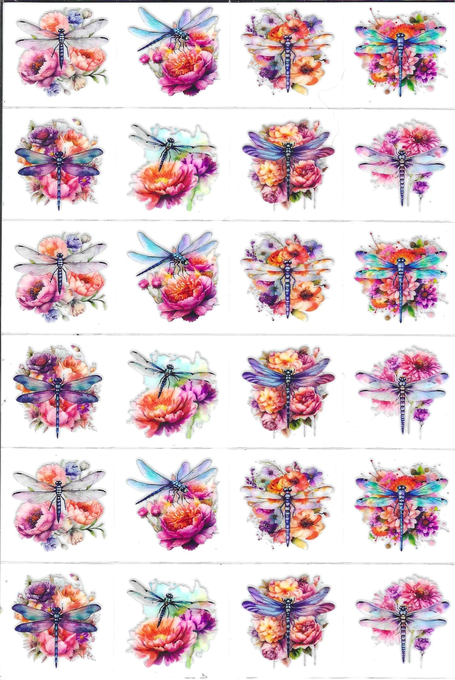 Dragonflies w/ Flowers Kiss Cut