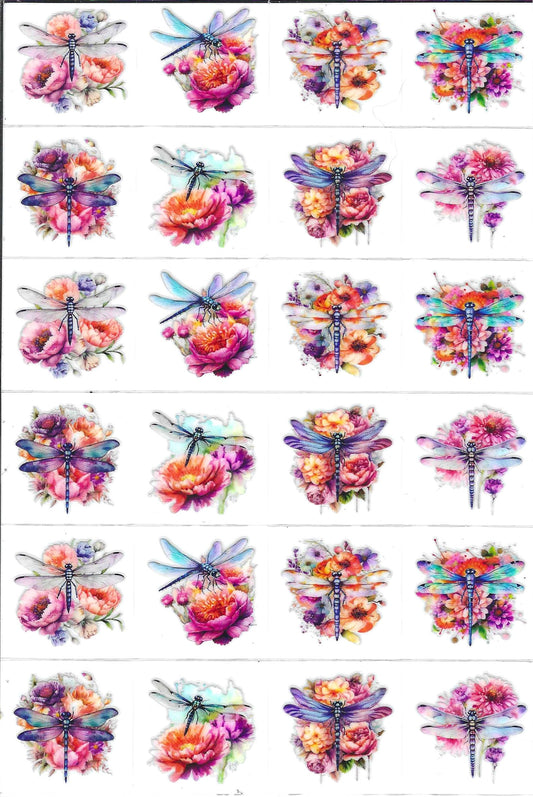 Dragonflies w/ Flowers Kiss Cut