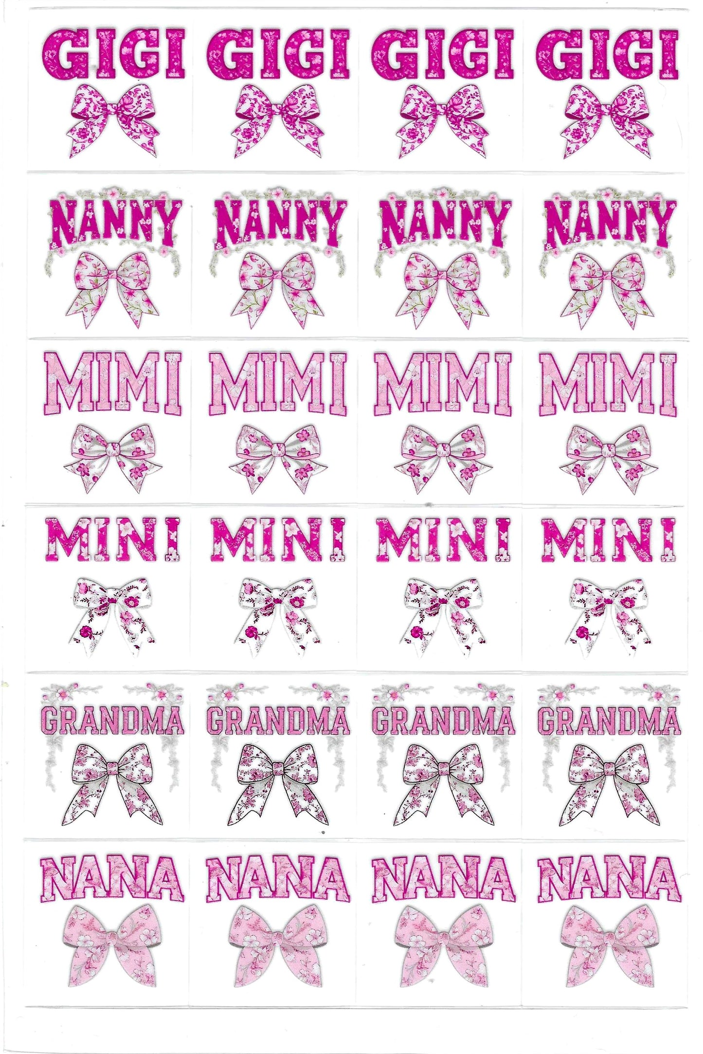 Pink Family Members 5 Kiss Cut