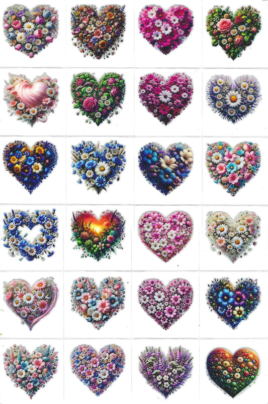 Flowered Hearts Kiss Cut