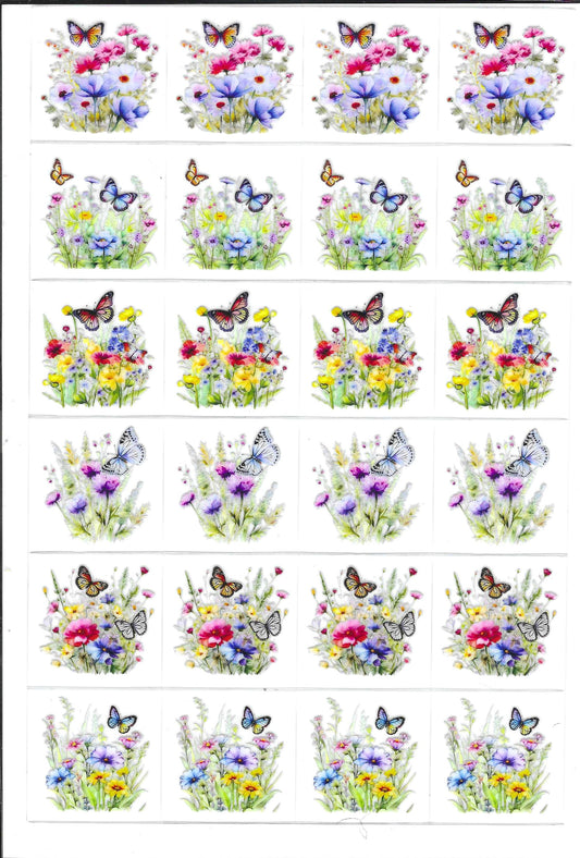Flowers w/Butterflies Kiss Cuts