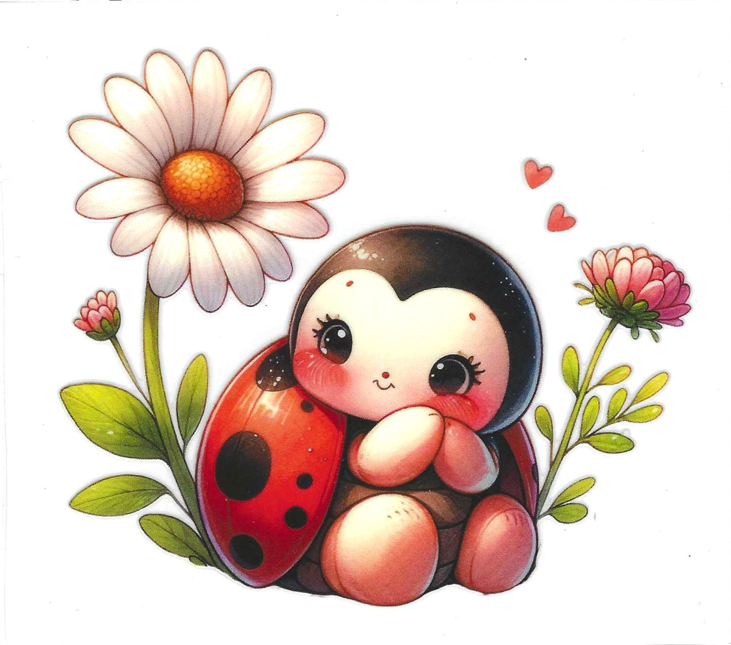 Ladybug w/White Daisy Decal