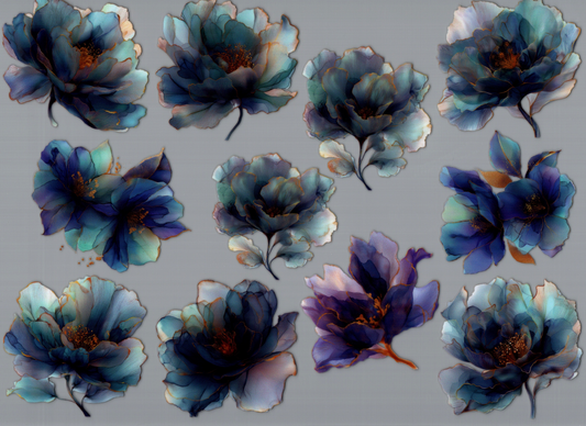 Multi Blue Flowers Element