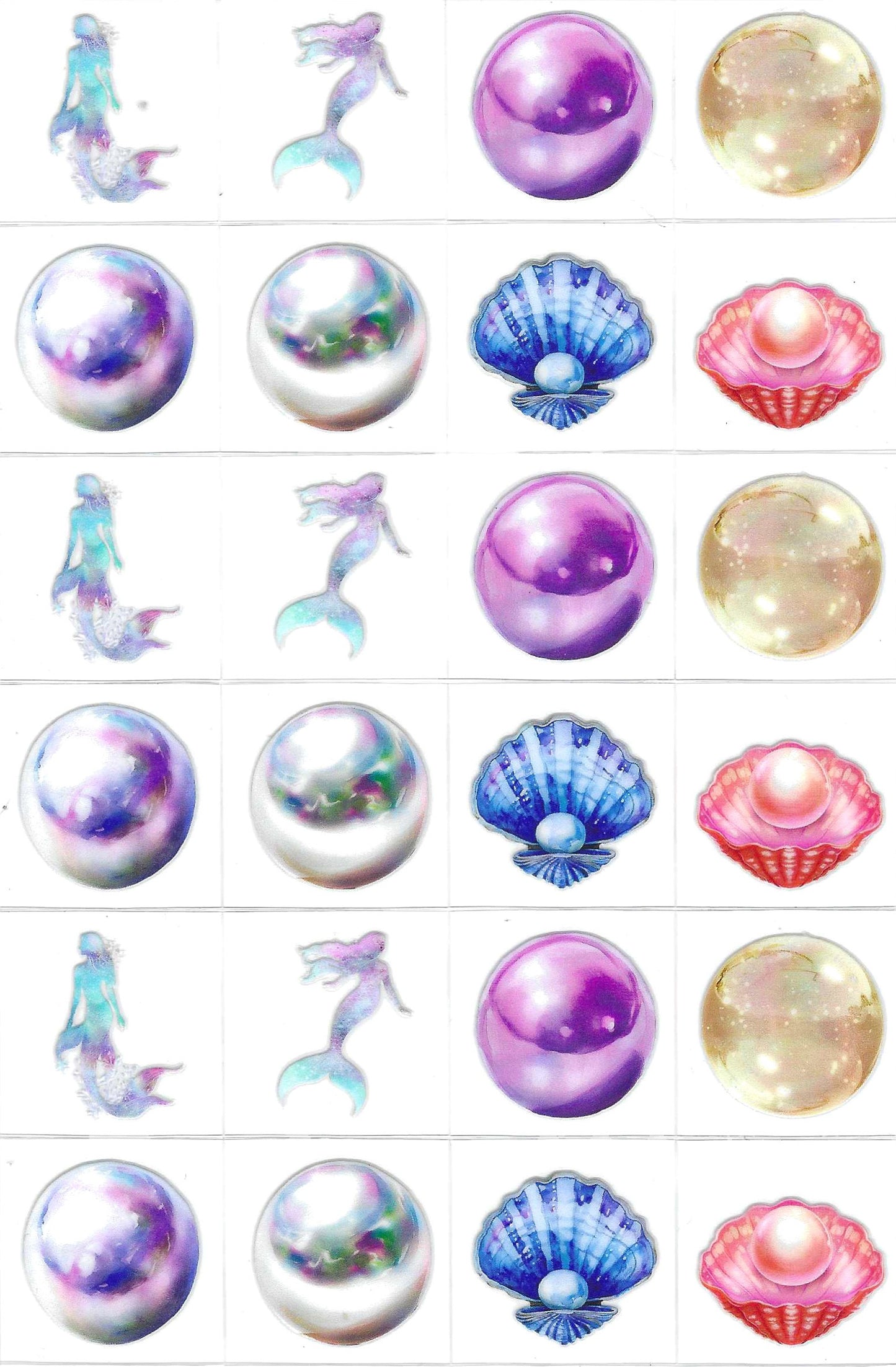 Pearls,mermaid, shell Kiss Cut