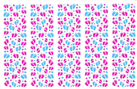 Pink /Blue Feet print Pen Wrap 5 pcs