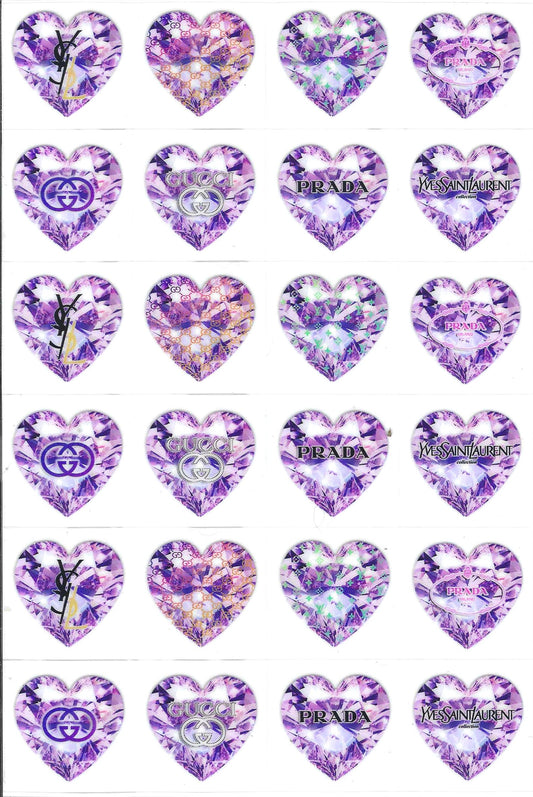 Designer Diamond Purple Hearts Kiss Cut