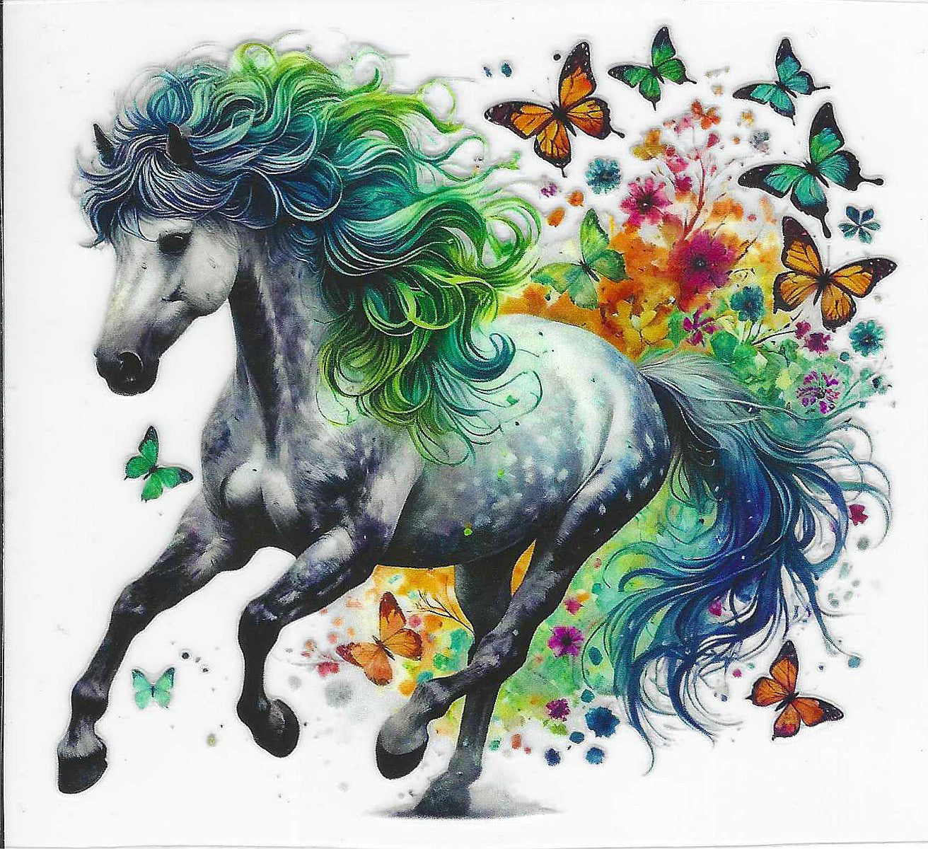 Rainbow Butterfly Horse Decal