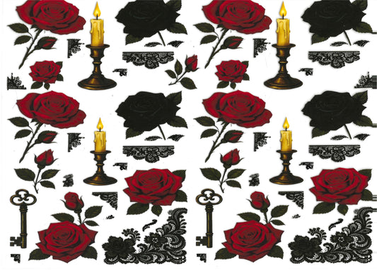 Black & Red Roses Element 11 x 9