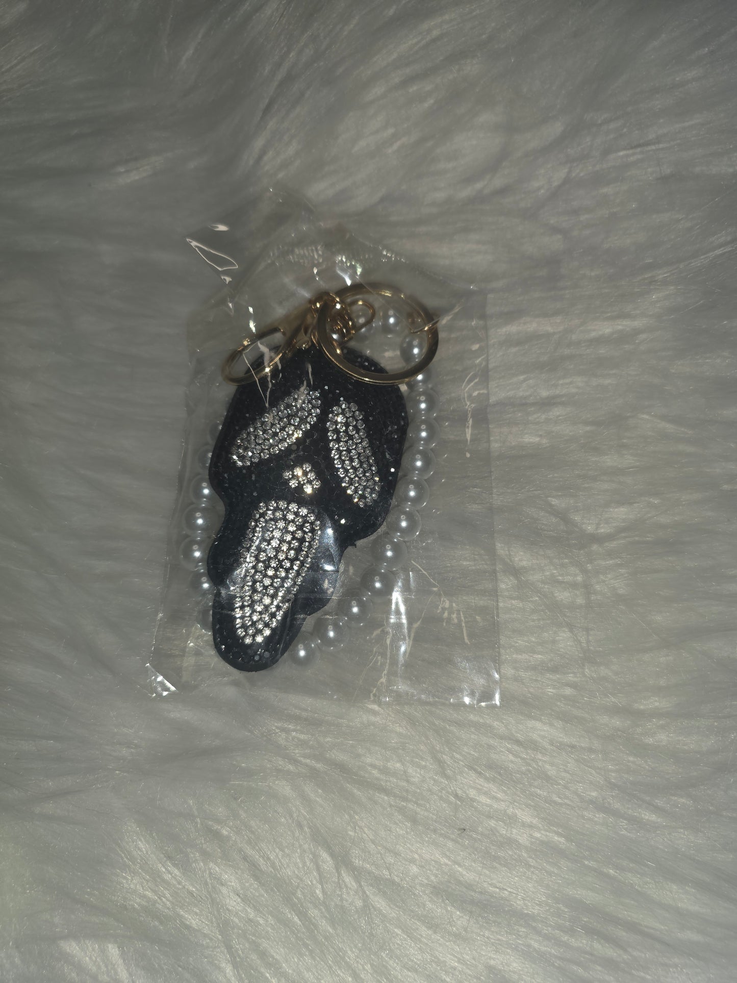 Black Ghost Face Rhinstone Keychain