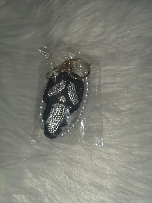 Black Ghost Face Rhinstone Keychain