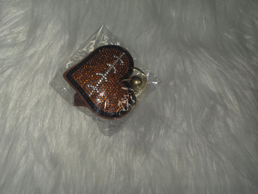 Football Heart Rhinestone Key Chain