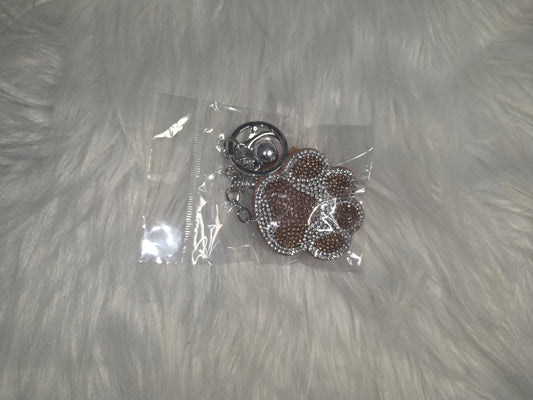 Brown Paw Print Rhinestone Key Chain