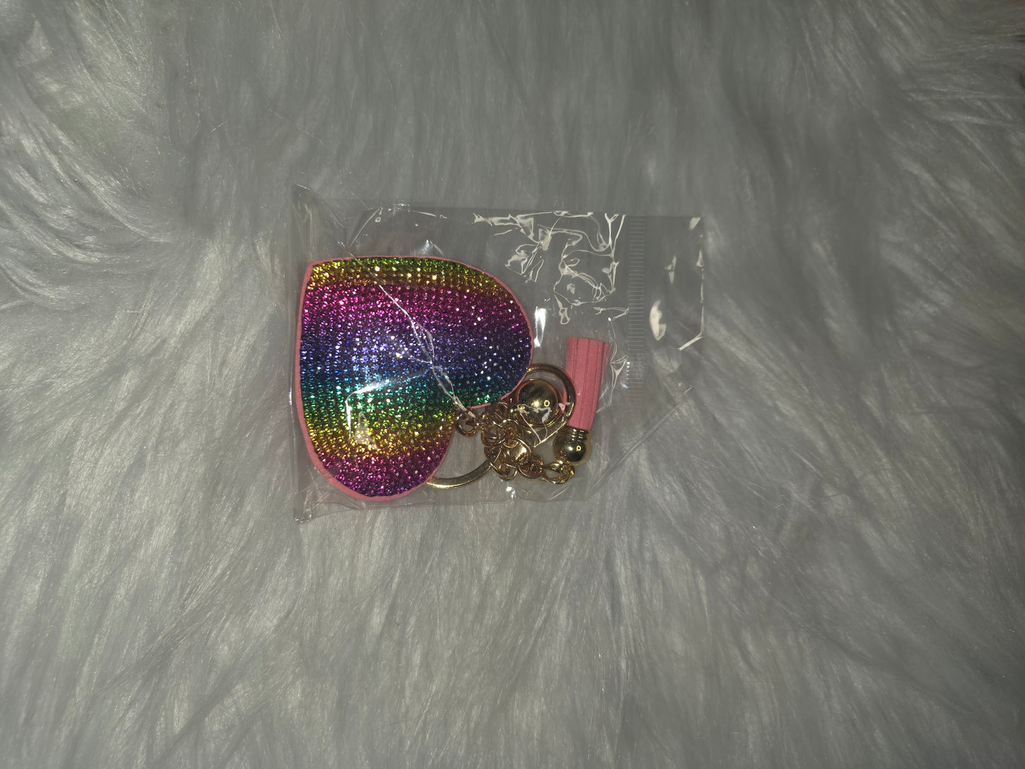 Rainbow Heart Rhinestone Key Chain