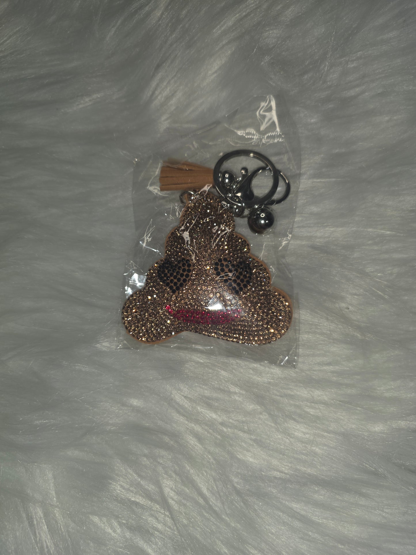 Brown Poop Emoji Rhinestone Key Chain