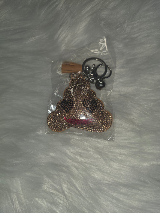 Brown Poop Emoji Rhinestone Key Chain