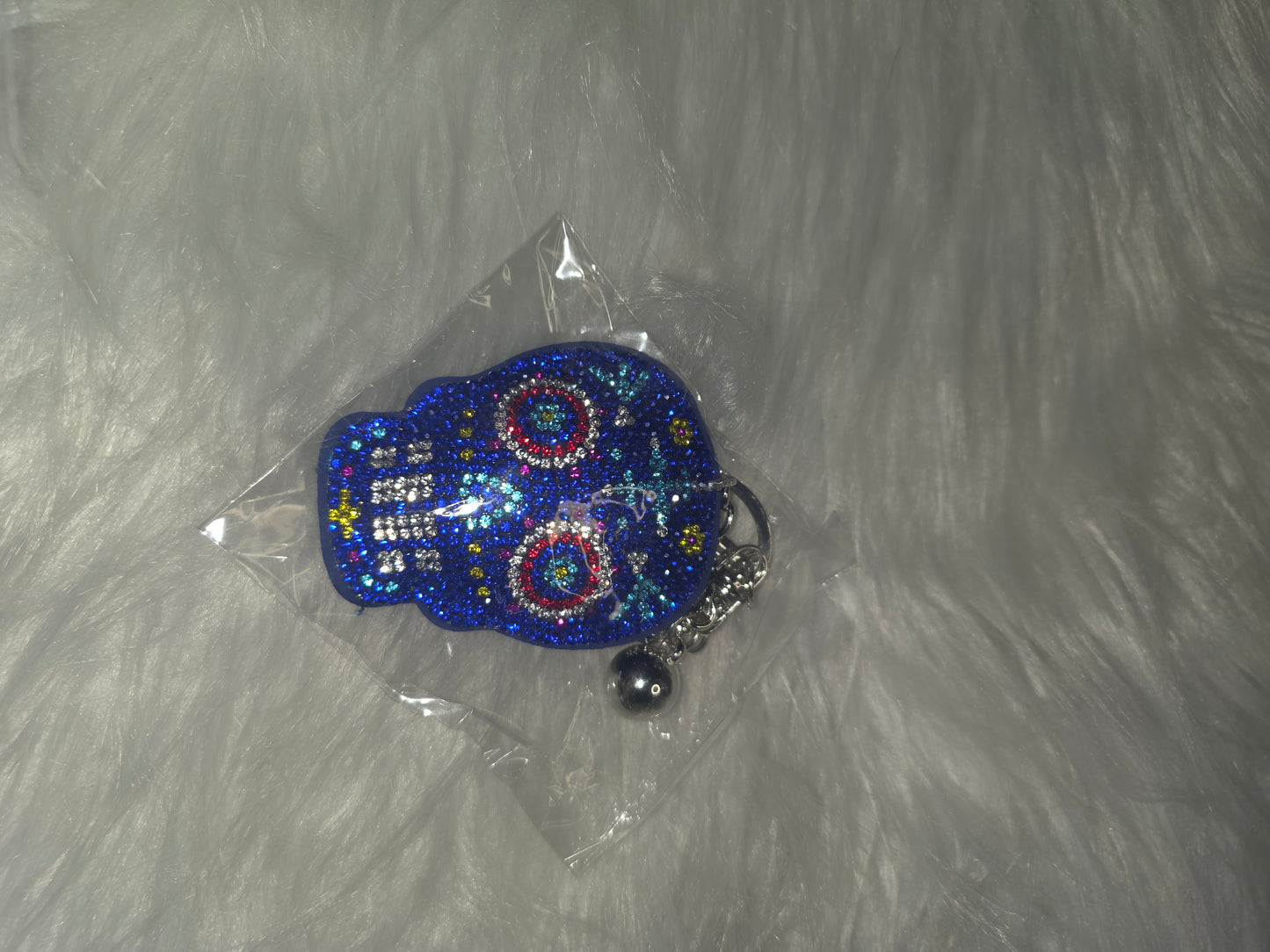 Blue Sugar Skull Rhinestone Key Chain