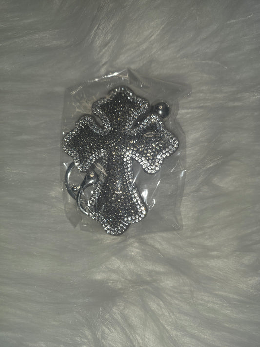 Rhinestone Brown Cross Key Chain