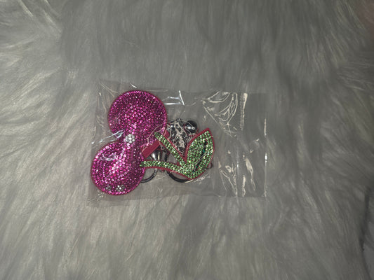 Hot Pink Cherries Rhinestone Key Chain