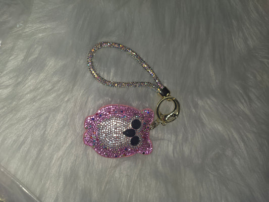 Pink Owl Rhinestone Key Chain
