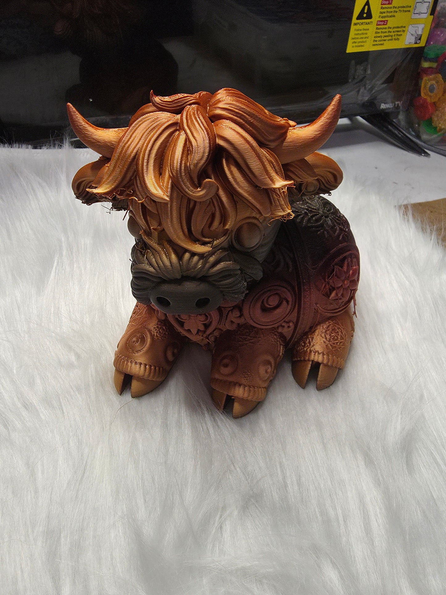 LARGE STEAMPUNK HIGHLAND COW COPPER COLORED