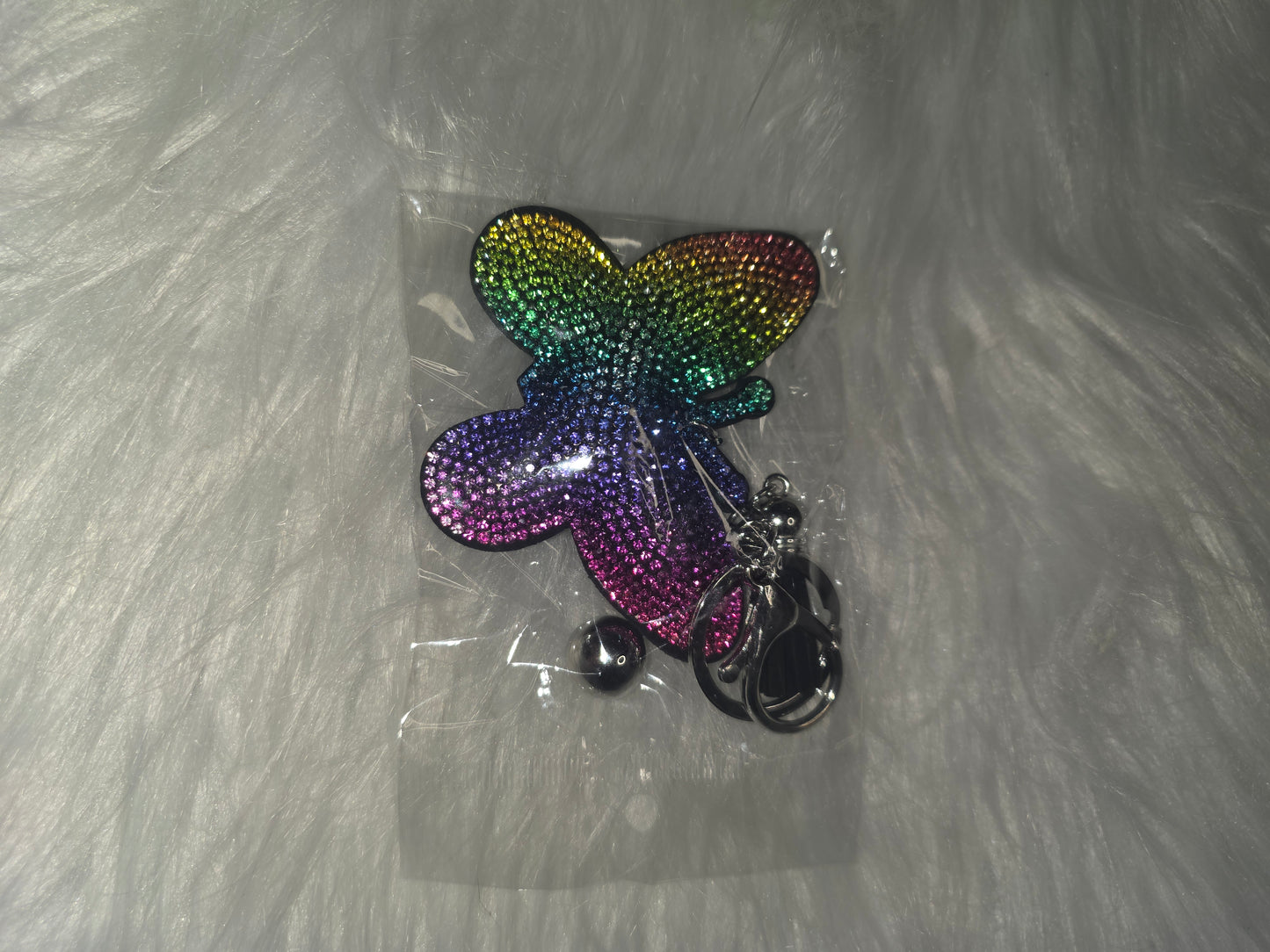 Rainbow Butterfly Rhinestone Key Chain