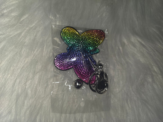 Rainbow Butterfly Rhinestone Key Chain