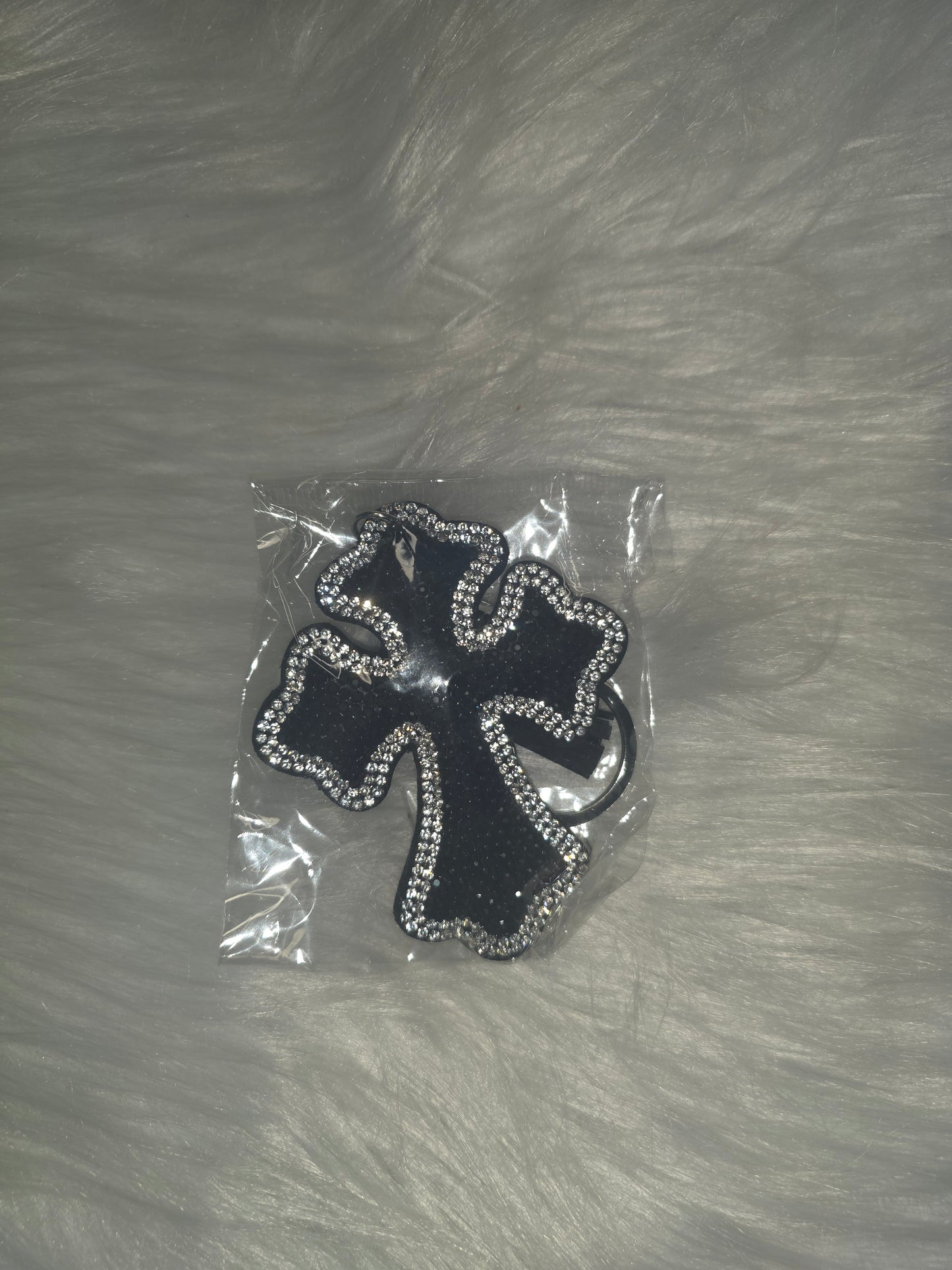 Black and Silver Cross Rhinstone Keychain